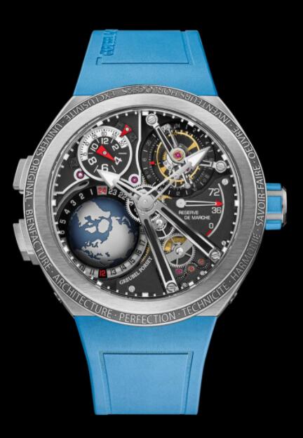 Replica Greubel Forsey Watch GMT Sport Titanium Blue Rubber Men